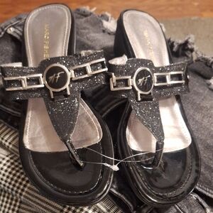 Marc Fisher Black Glitter Women's Sandals